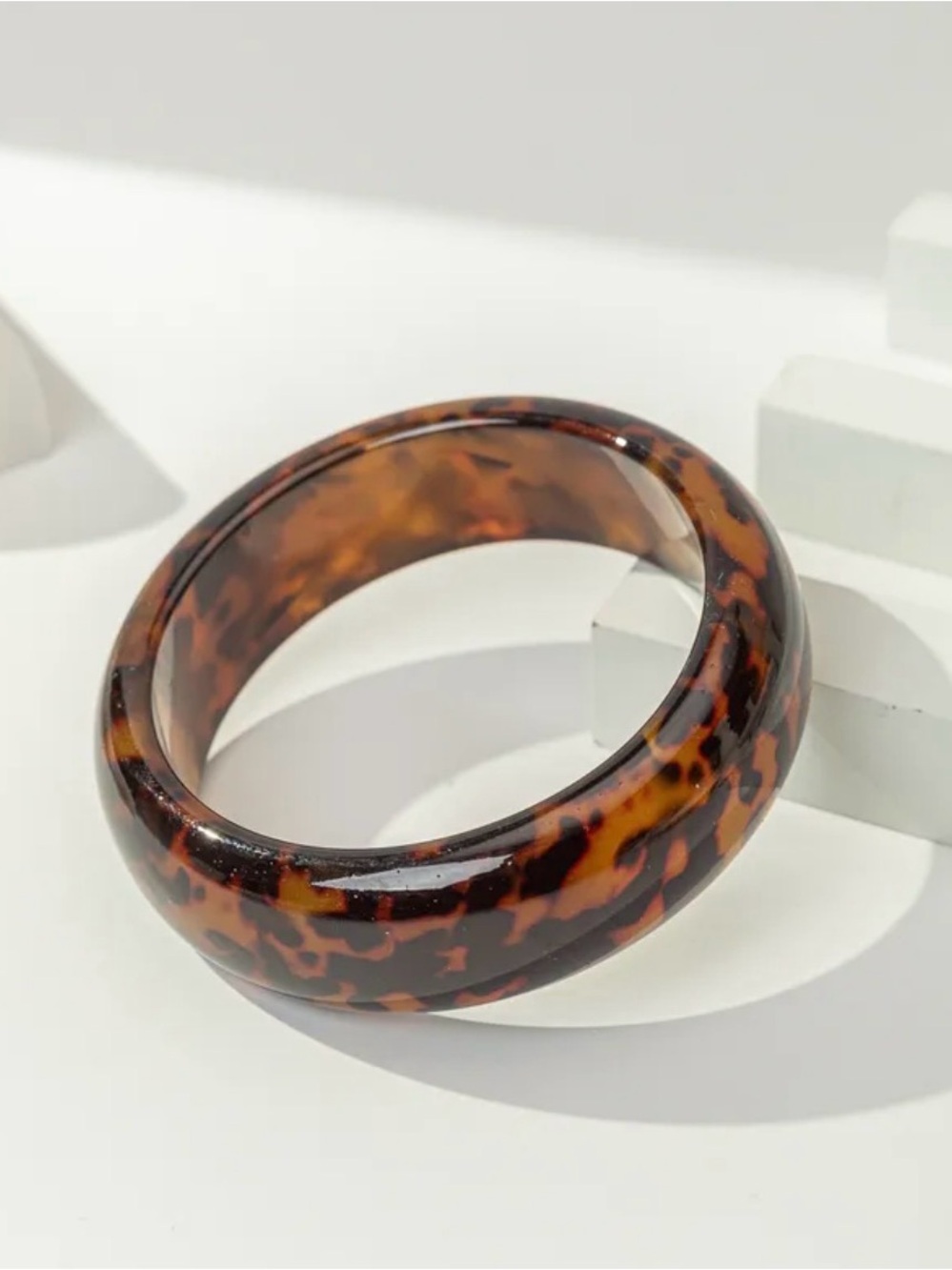 Tortoise Shell Style Bangle Bracelet | Classic Statement Bracelet